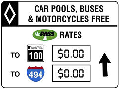 MnPASS Variable Toll Rate sign