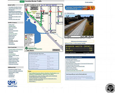 WSDOT website showing traffic conditions