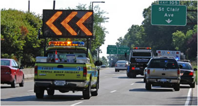 Photo of a FIRST truck with traffic information