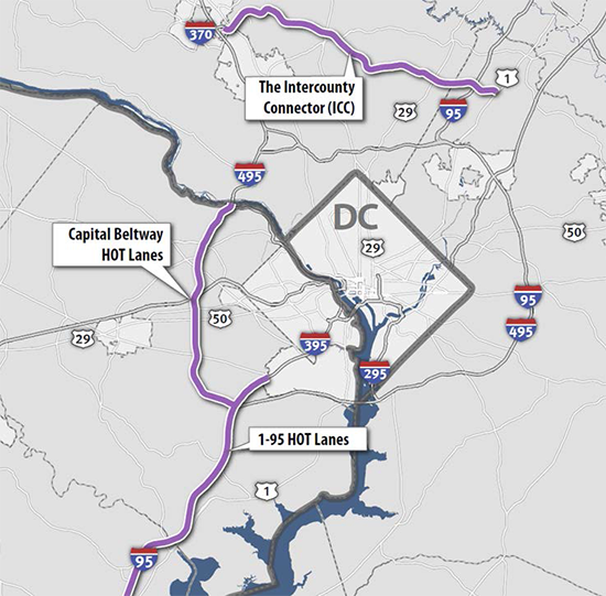 Area map showing key routes