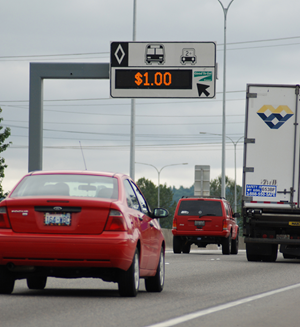 photo of car in HOV lanes