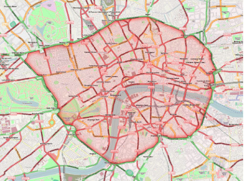 Map of London's Congestion Charge Zone
