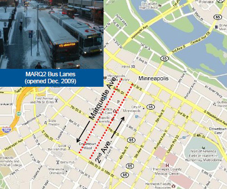 MARQ2 Bus Lanes and area map