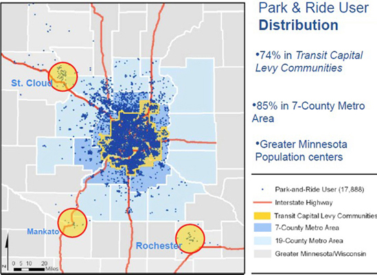 Park & Ride User Distribution map