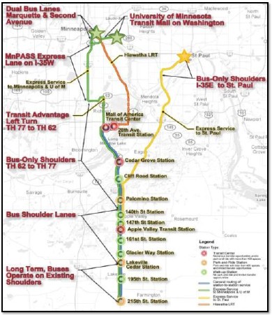 Map of Cedar Avenue BRT 2012 area