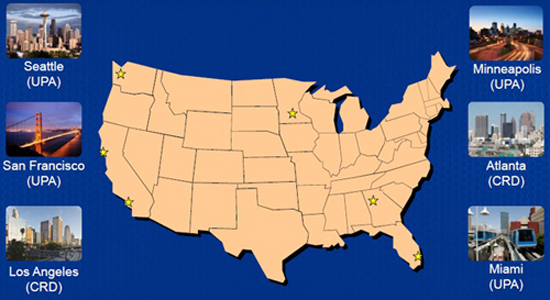 Map of United States showing UPA and CRD awards