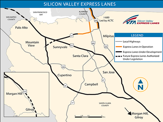 Map of express lanes in operation