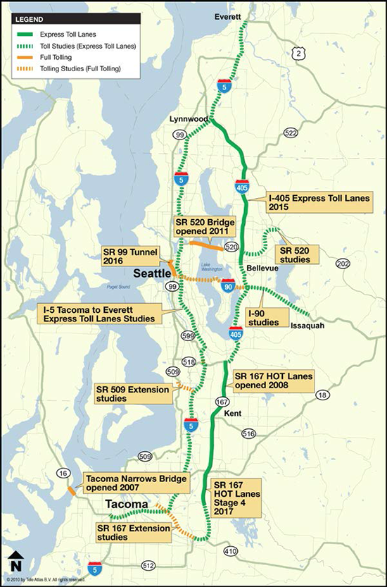 Map showing various traffic regions