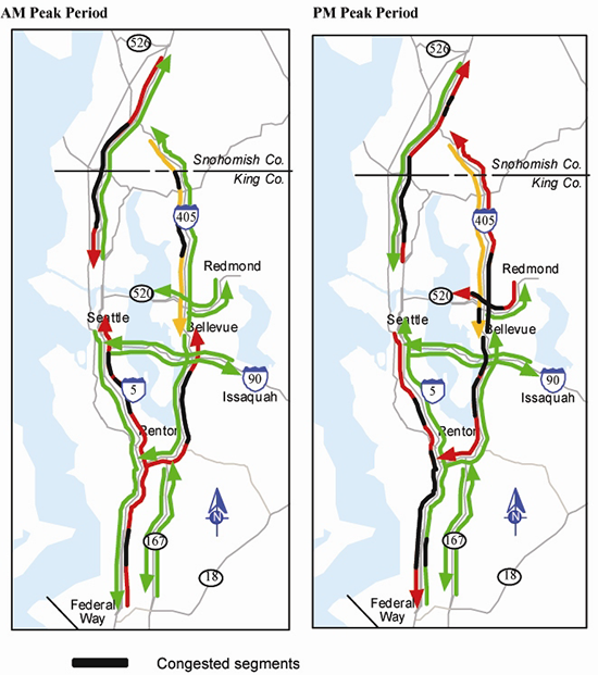 AM and PM Peak period traffic flow maps