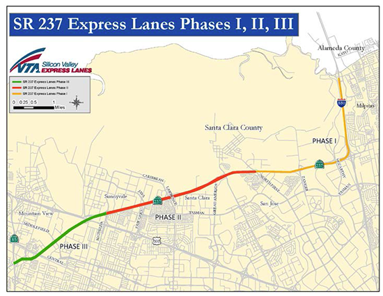 SR 237 Express Lanes Phases I, II, III Map