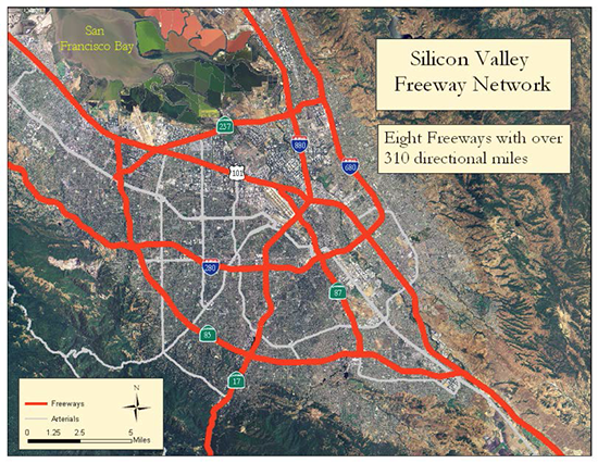 map of Silicon Valley Freeway Network