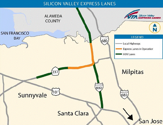 Silicon Valley Express Lanes Map