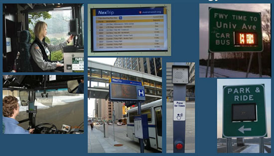 photo collage of various transit technologies
