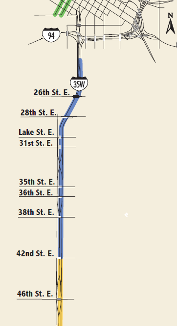 Map showing areas of priced dynamic shoulder lanes