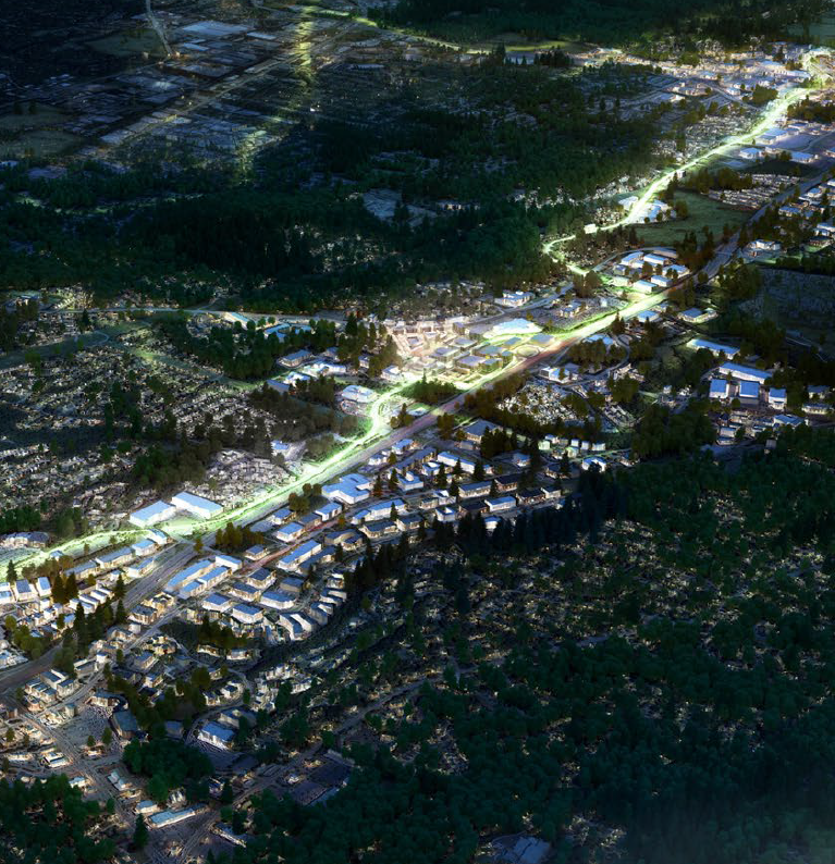 Sugarloaf area at night - artist rendering