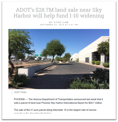 News article about ADOT's land sale