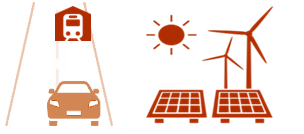 Graphic depicting solar energy next to highway