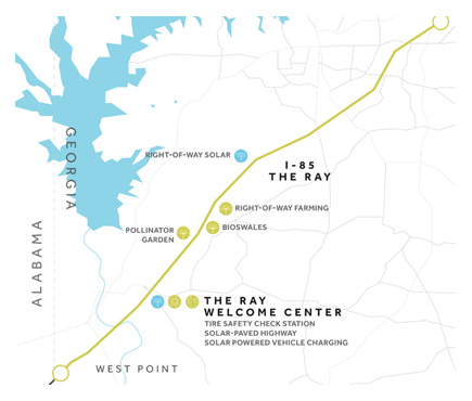 Map showing project locations along interstate 85