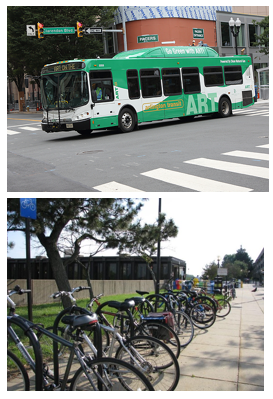bus and bike transportation options