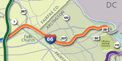 area map of I-66 express lanes
