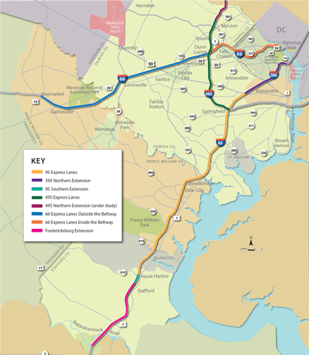 Area map - Northern Virgnia Regional Express Lanes Network