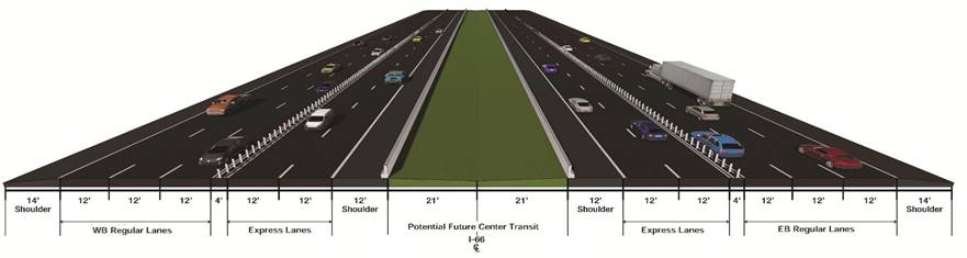 Artists diagram of proposed lanes and roadway layout