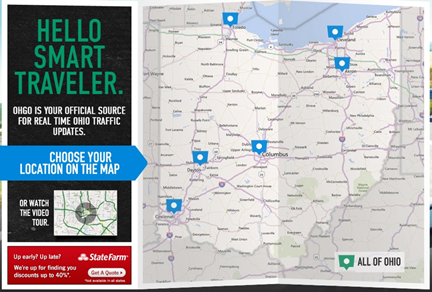 Hello Smart Traveler, Ohio is your official source for real-time Ohio traffic updates. Choose your location on the map or watch the video here