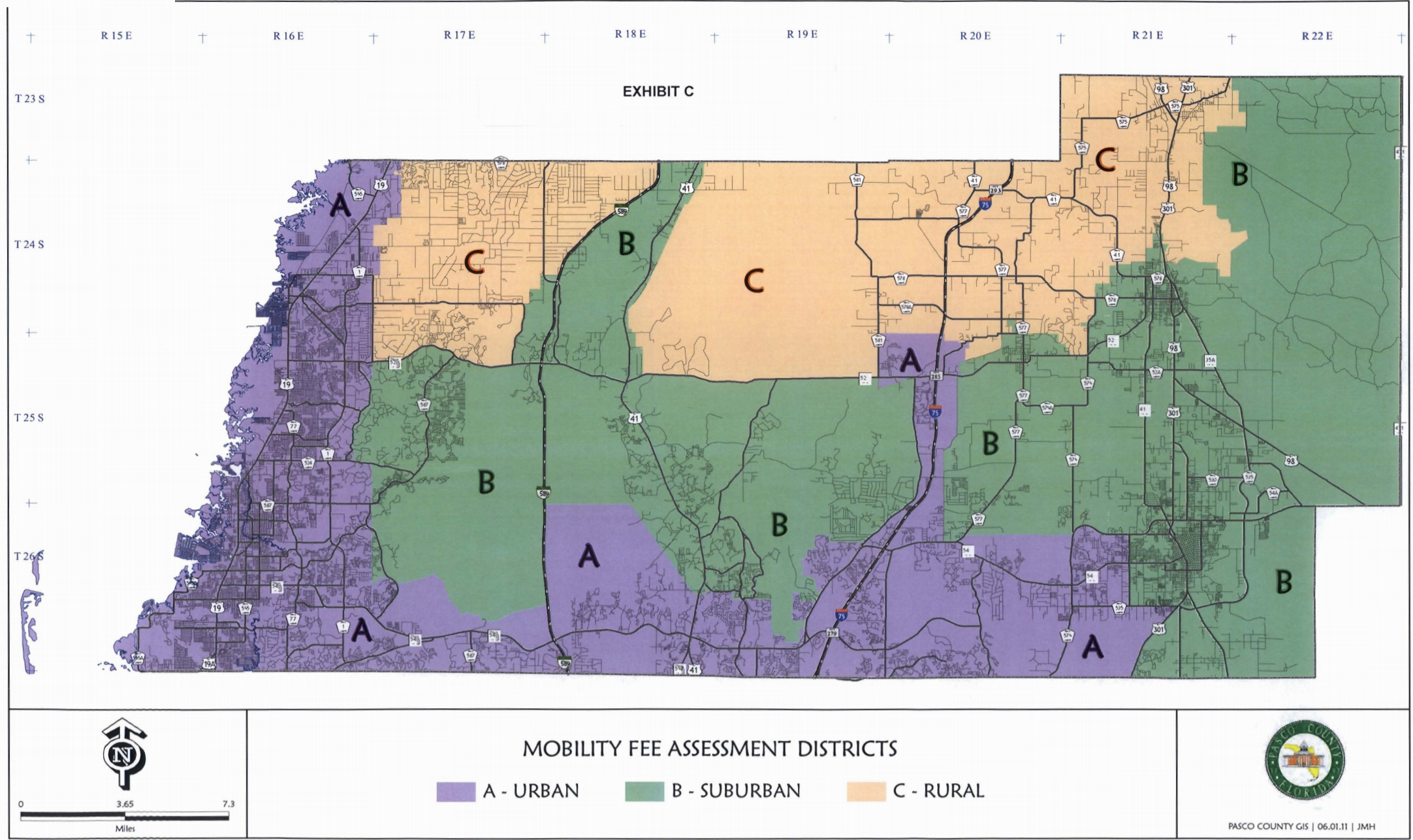 Map rendering of Mobility Fee Assessment Districts