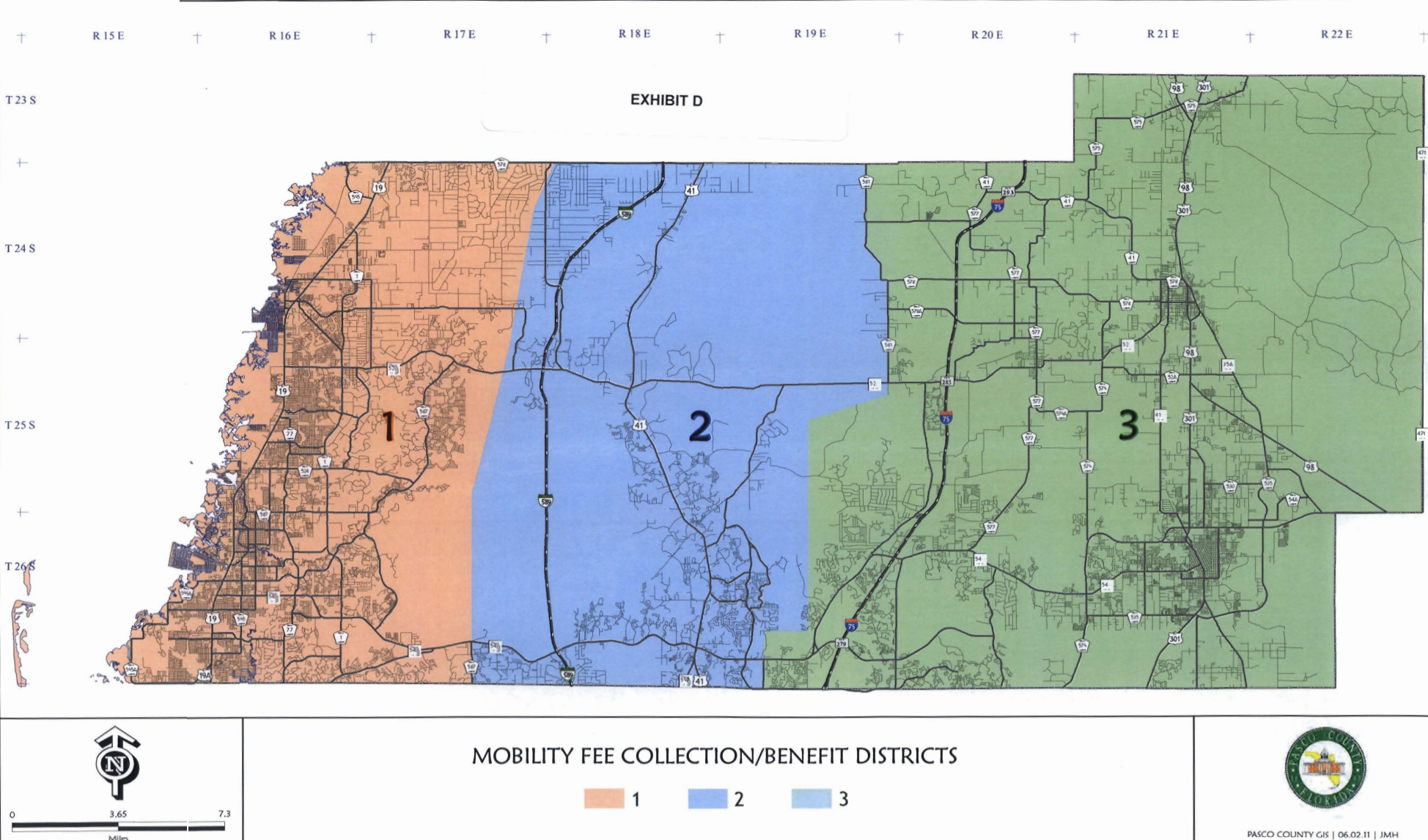 Map rendering Mobility Fee Collection/Benefit Districts