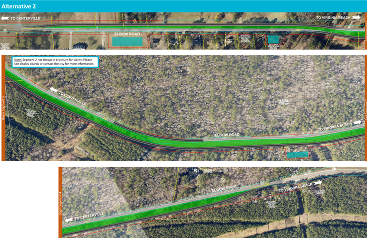 Aerial view of Elbow Road Widening Phase II - Alternative 2