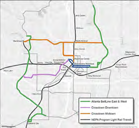 map showing various transit routes