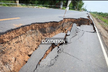 Badly damaged road