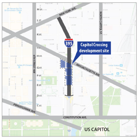 Figure 1: The location of the capitol crossing development site.