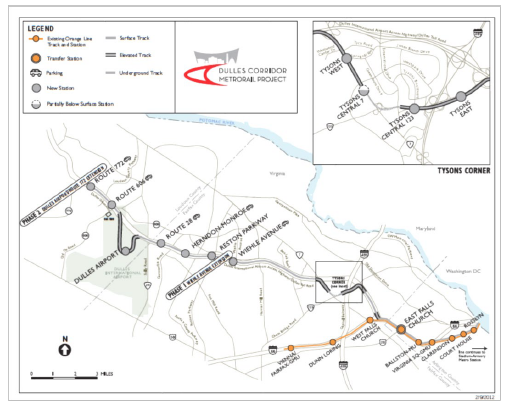 Figure 1: Dulles Metrorail Overall Map