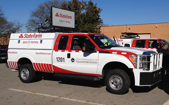 State Farm branded work truck