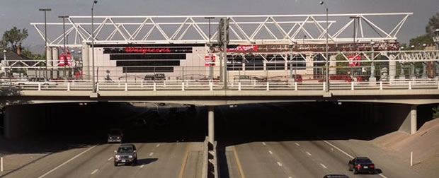 I-80 Nevada air rights project, showing a completed Walgreens store on top of I-80 in Reno, Nevada.