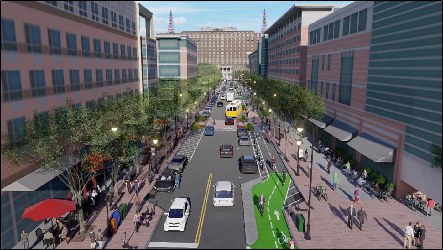 Rendering of Proposed Multimodal Improvements to 5th Street