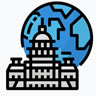 Icon-Capitol building with globe behind it