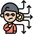 Icon indicating person deciding direction
