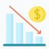 Icon- Graph with downard-arrow