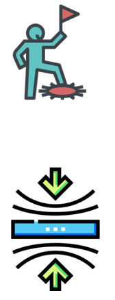 Icons of flagman and pressure from two directions