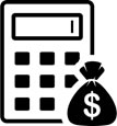 Calculator with money bag