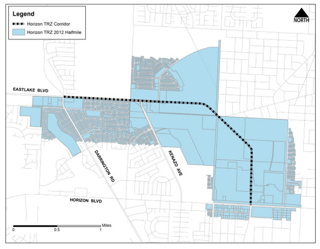 Horizon City Transportation Reinvestment Zone No. 2 and Phase 2 of the Eastlake Boulevard Extension.