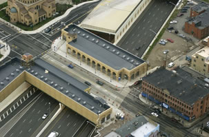 The Cap from above with street visible.
