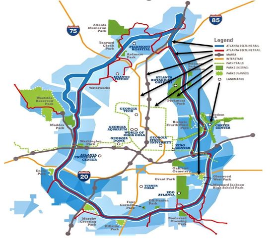 Map of Atlanta Beltline