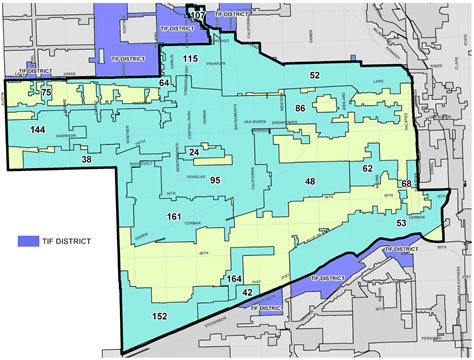 Map of Chicago, west side TIF districts
