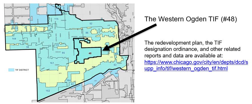 Map of Chicago west Ogden TIF district
