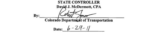 Signature of State Controller