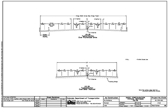 US-36 Typical Sections - Over Promenade Drive and Over BNSF Railroad