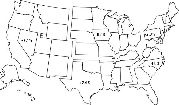 Map showing regional changes - click for a text description